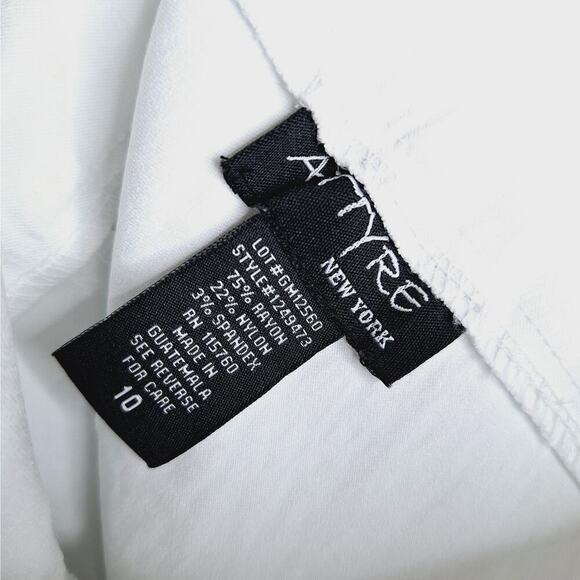 Attyre Caroline Crop Pull On Pants 10 White Rhinestone Cut Out Ankle Stretch - Picture 3 of 7